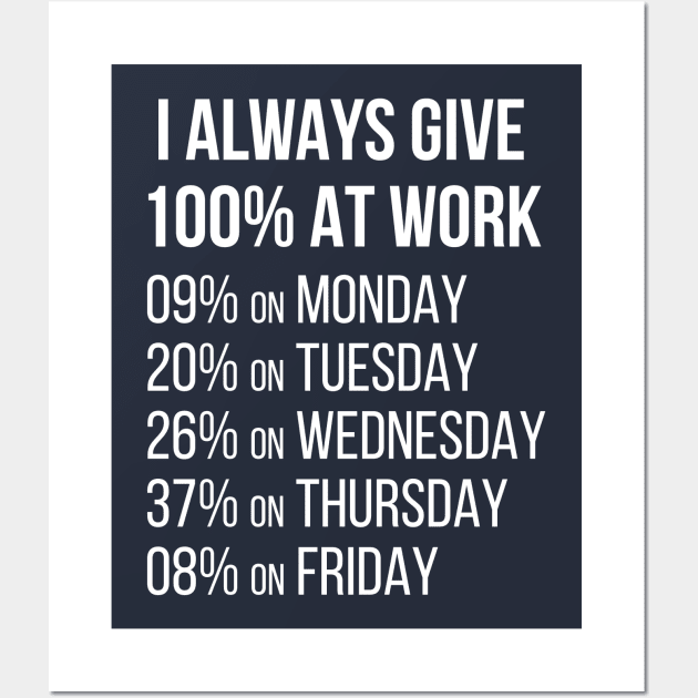 I Always GIve 100% At Work Wall Art by n23tees